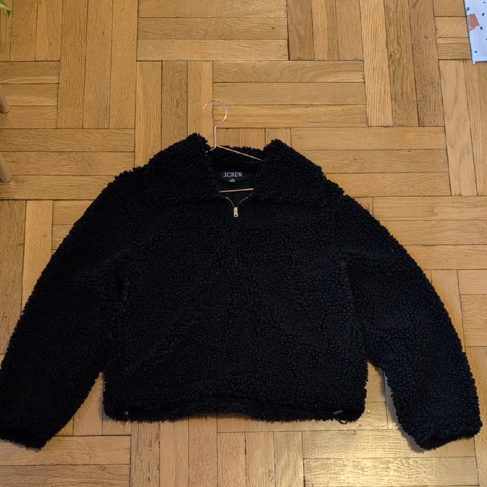 J. Crew Black Sherpa Half Zip Jacket